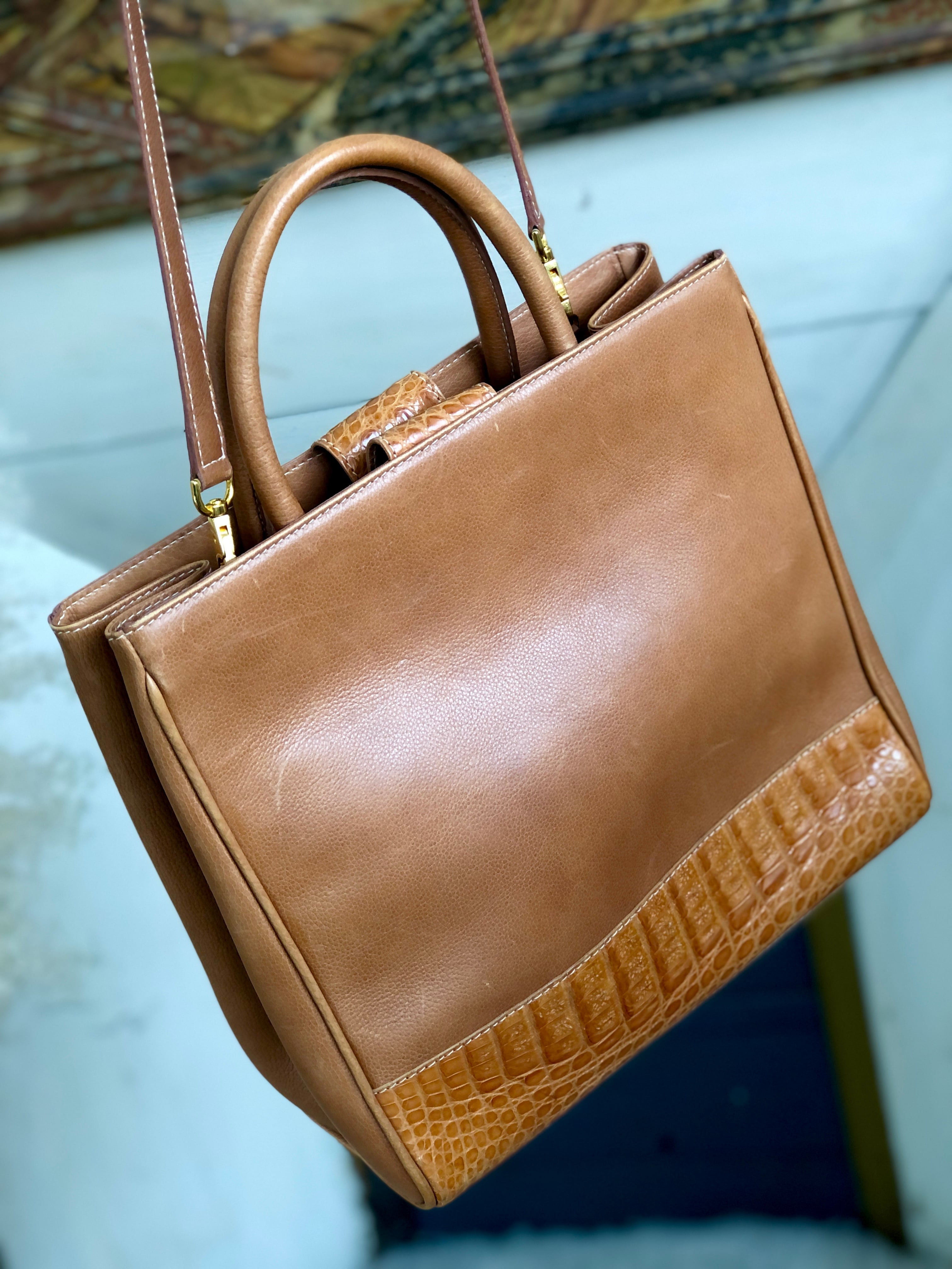 LOEWE ロエベ アナグラム クロコ型押し 2way ハンドバッグ トート ...