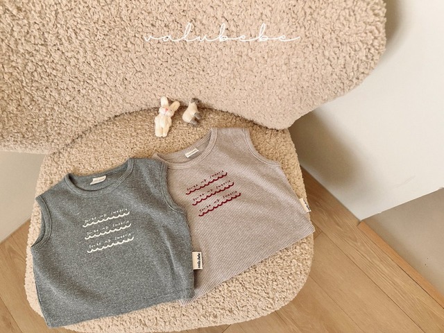 【取寄】valubebe｜mitsu waffle sleeveless tee｜ミツワッフルノースリーブT｜6M-S｜baby&toddler｜26 summer