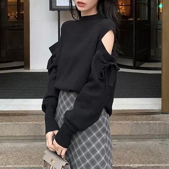 オープンショルダーリボントップスml1569 Maison De Lyla