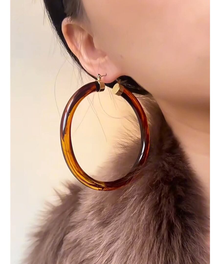 アンバーカラー◆アクリルラージフープピアス【e-70287】