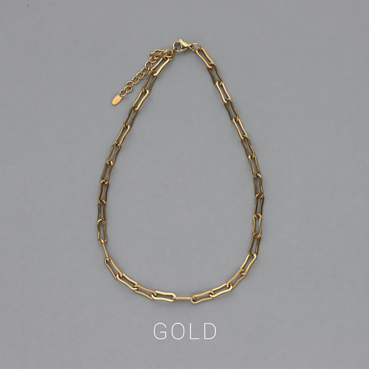【ネコポス便】ネックレス ペーパーチェーン ステンレス レディース K18 18金 18K 金アレ対応 ウェーブ チェーンのみ チェーンネックレス 2584