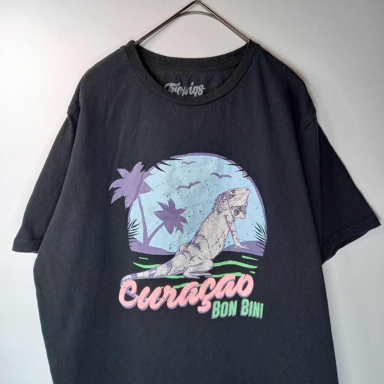 TROTOIQS　クルーネック　プリントTシャツ　アニマルプリント　半袖　L