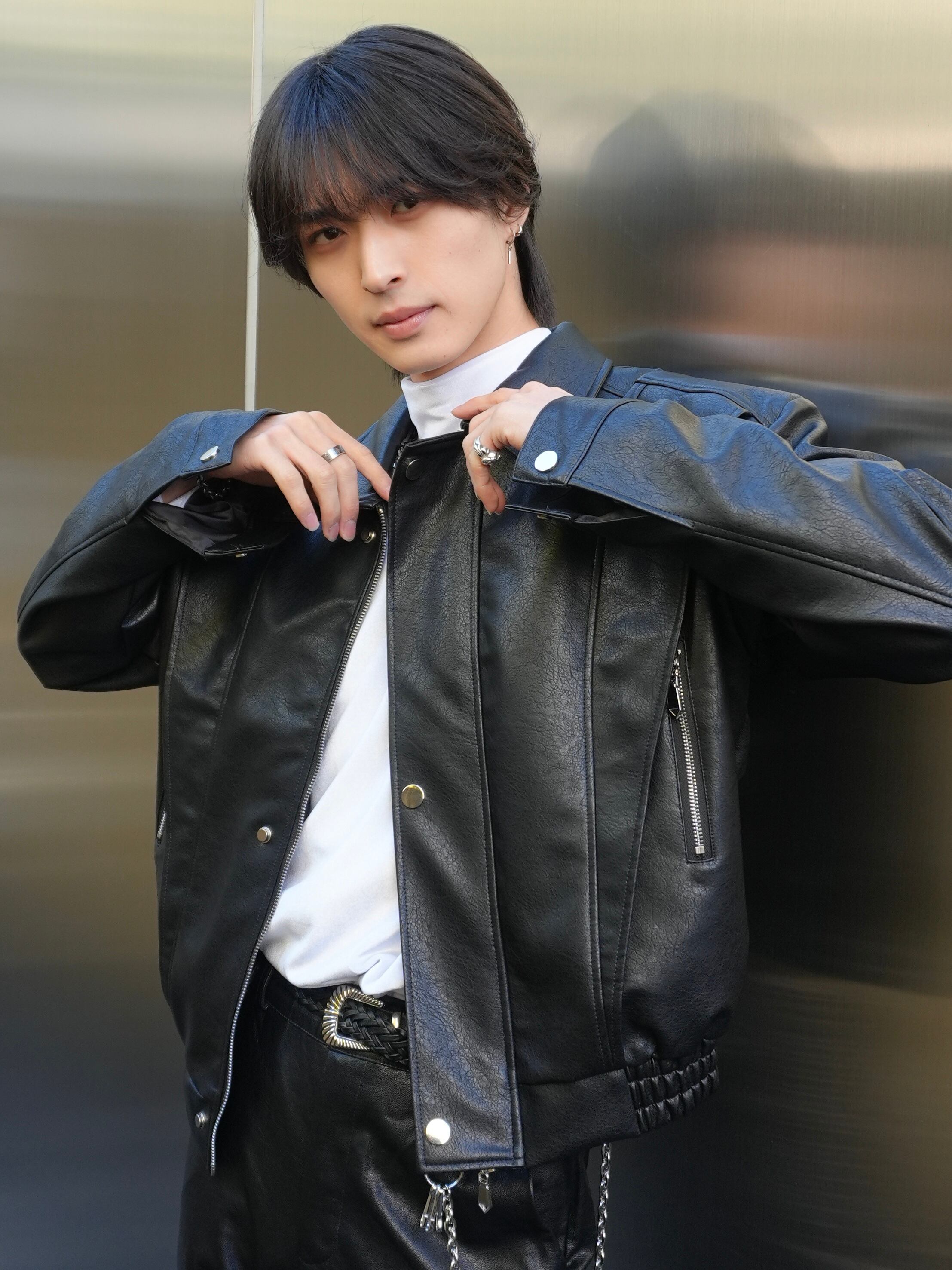 ALUDE SELECT】height rib short pu leather jacket | 【ALUDE】韓国
