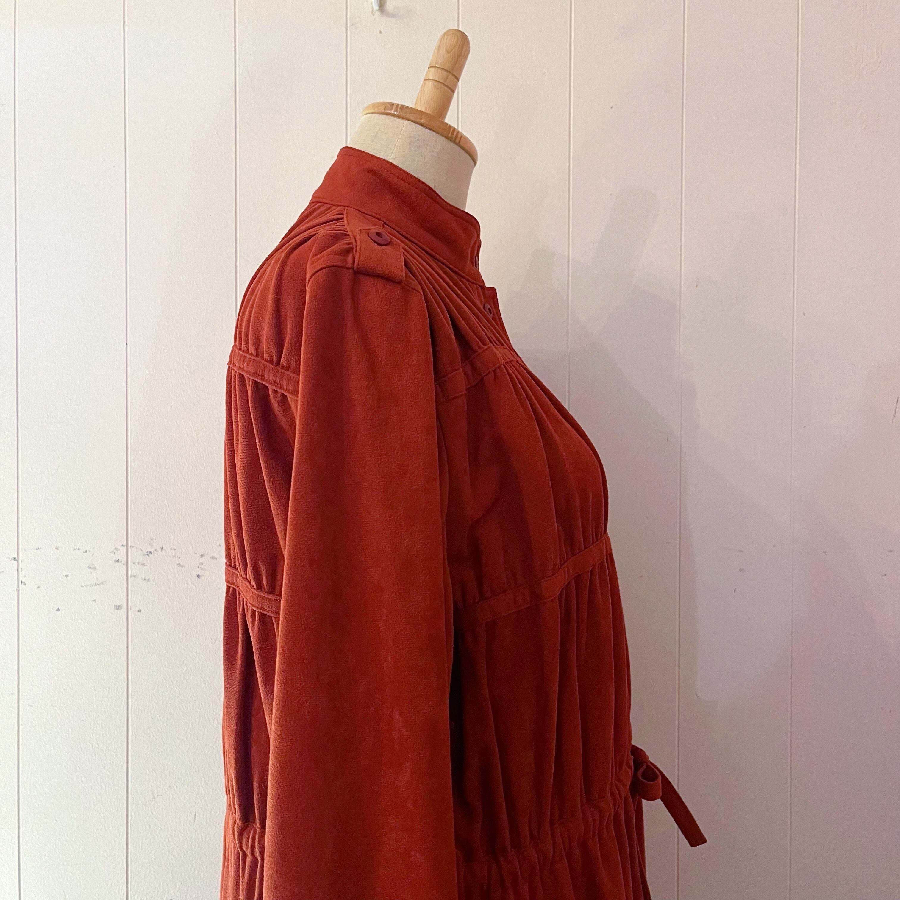 dark orange gather ribbon one-piece