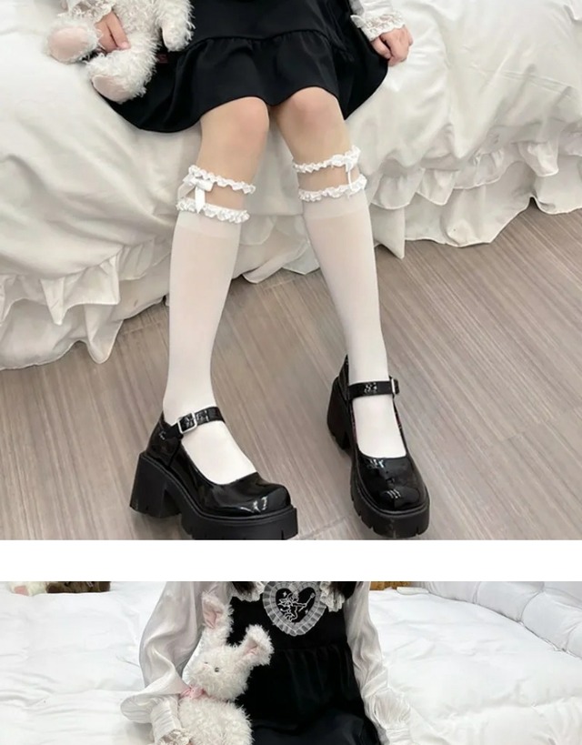 ダークスタイルソックス 薄手サマーホワイトレース 大人ガーリー スウィート キュート カジュアル 夏物 タイツ ストッキング 萌量不足78163679992