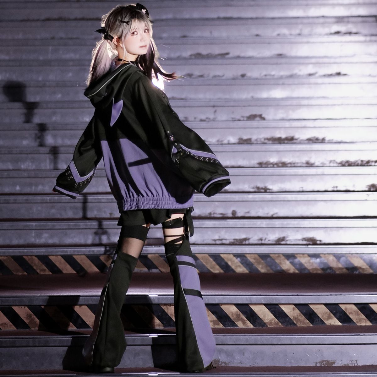 電波少女　ジャージ　セットアップ 電脳少女サイバーパンク猫耳サイバージャージセット：トップス
