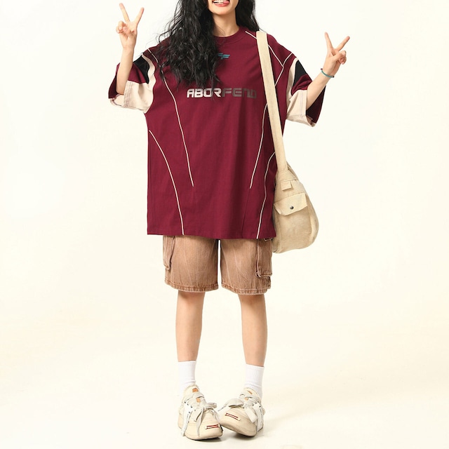 レーシングラインカラーブロックTシャツ 2col R02494