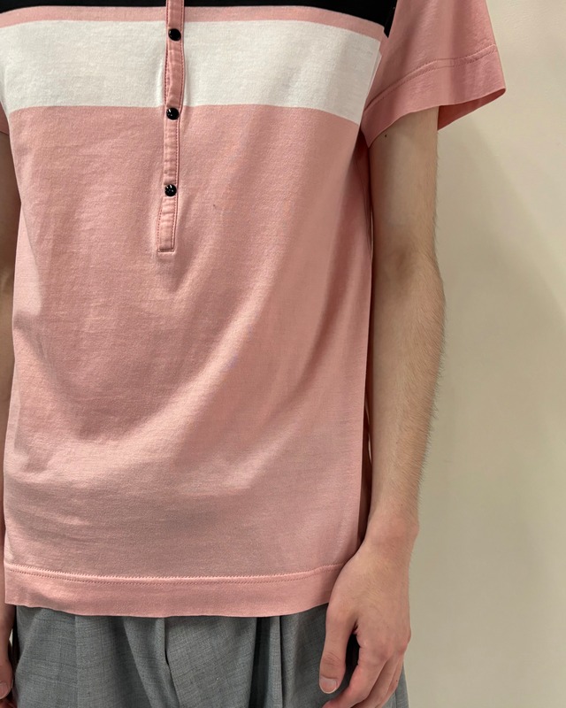 【DOLCE&GABBANA】border snap polo shirt