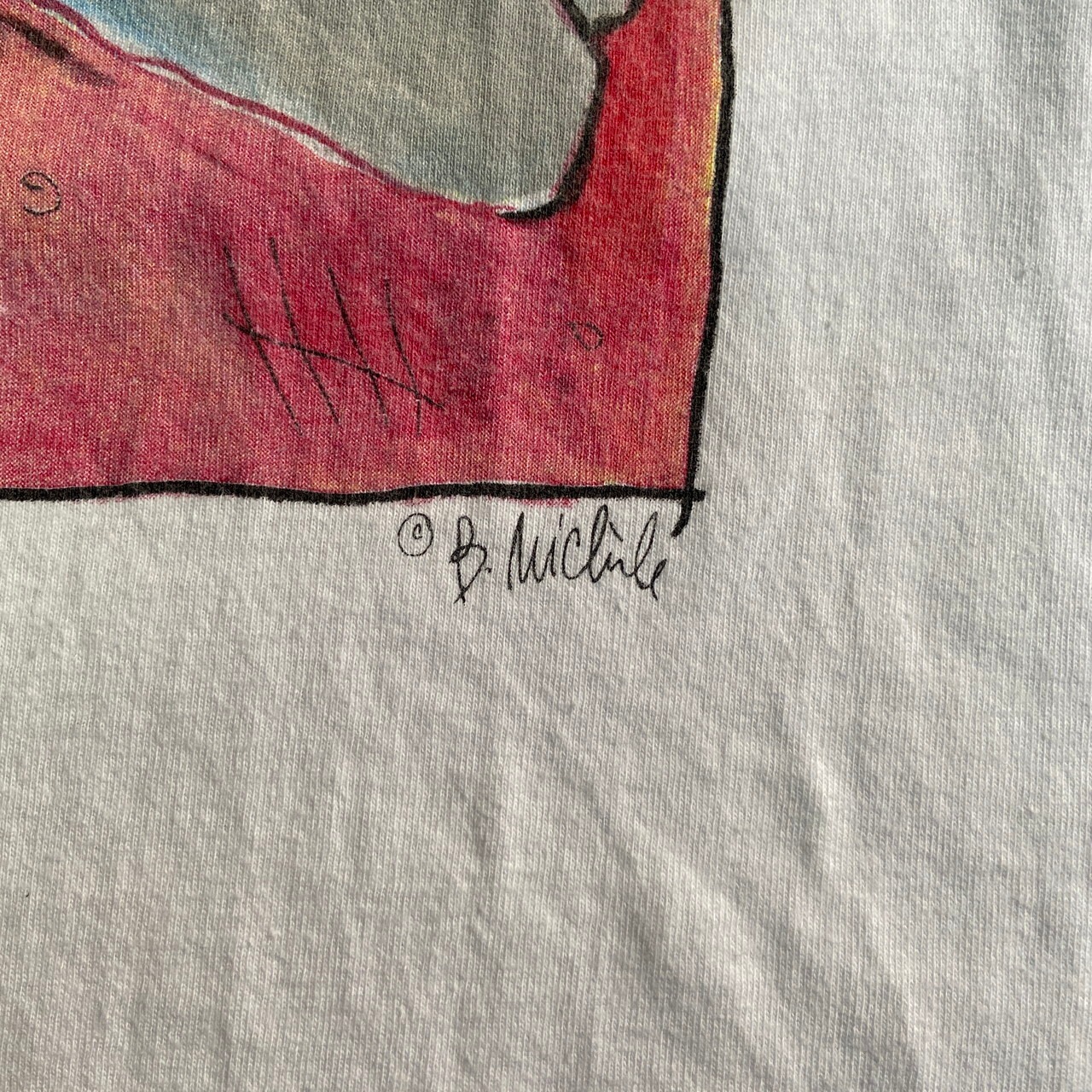 90年代 USA製 FABRIC ART B.MICHILE イルカ アートプリントTシャツ 