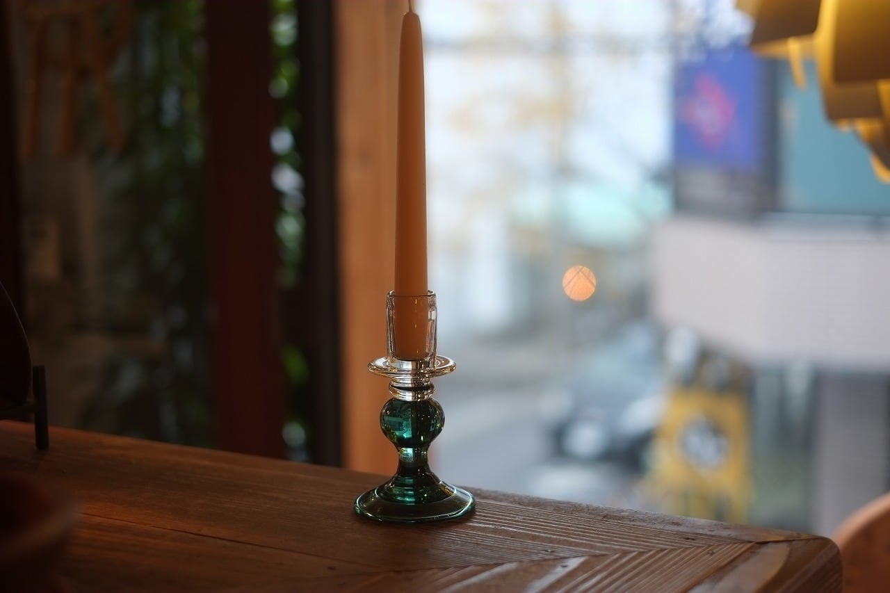 ◇三宅吹硝子工房◇三宅義一◇◇◇『吹き硝子の燭台』みどりa