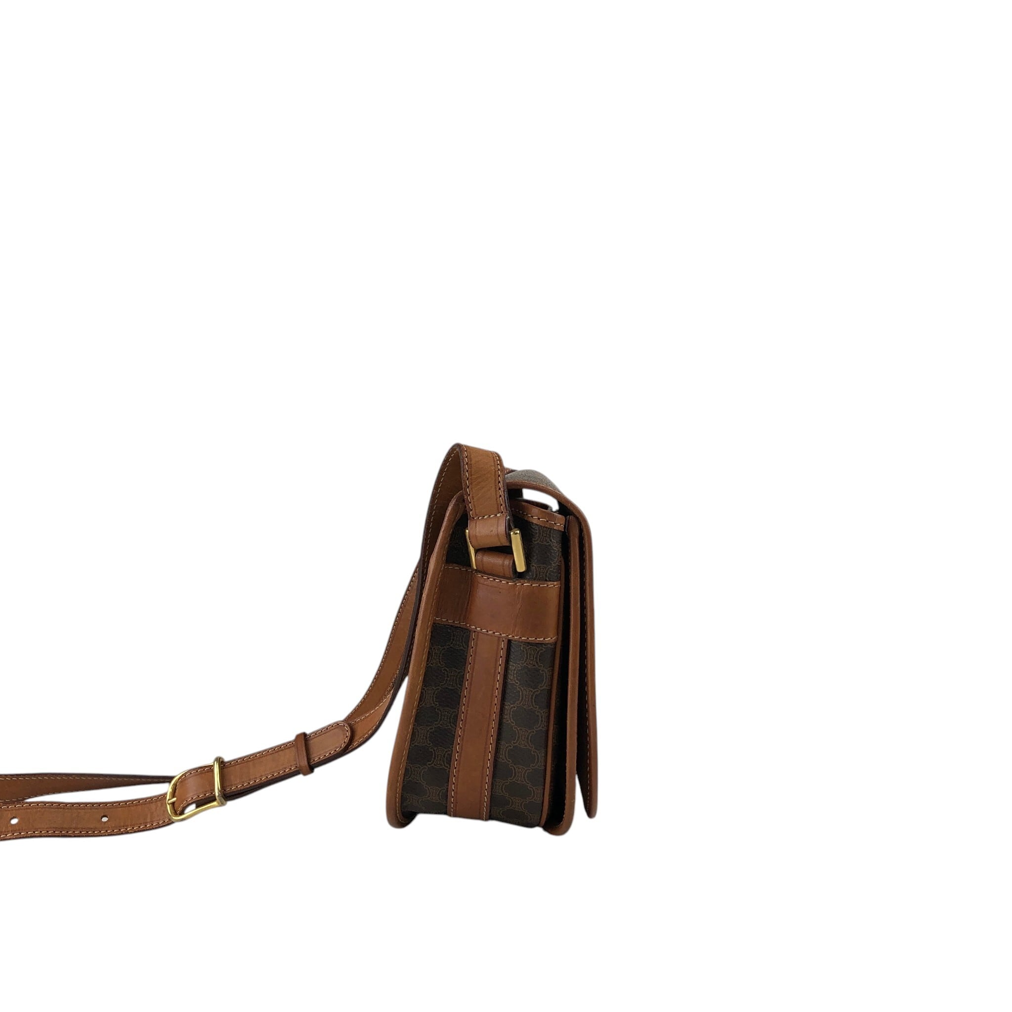 CELINE セリーヌ マカダム ショルダーバッグ ブラウン ブラゾン型押し