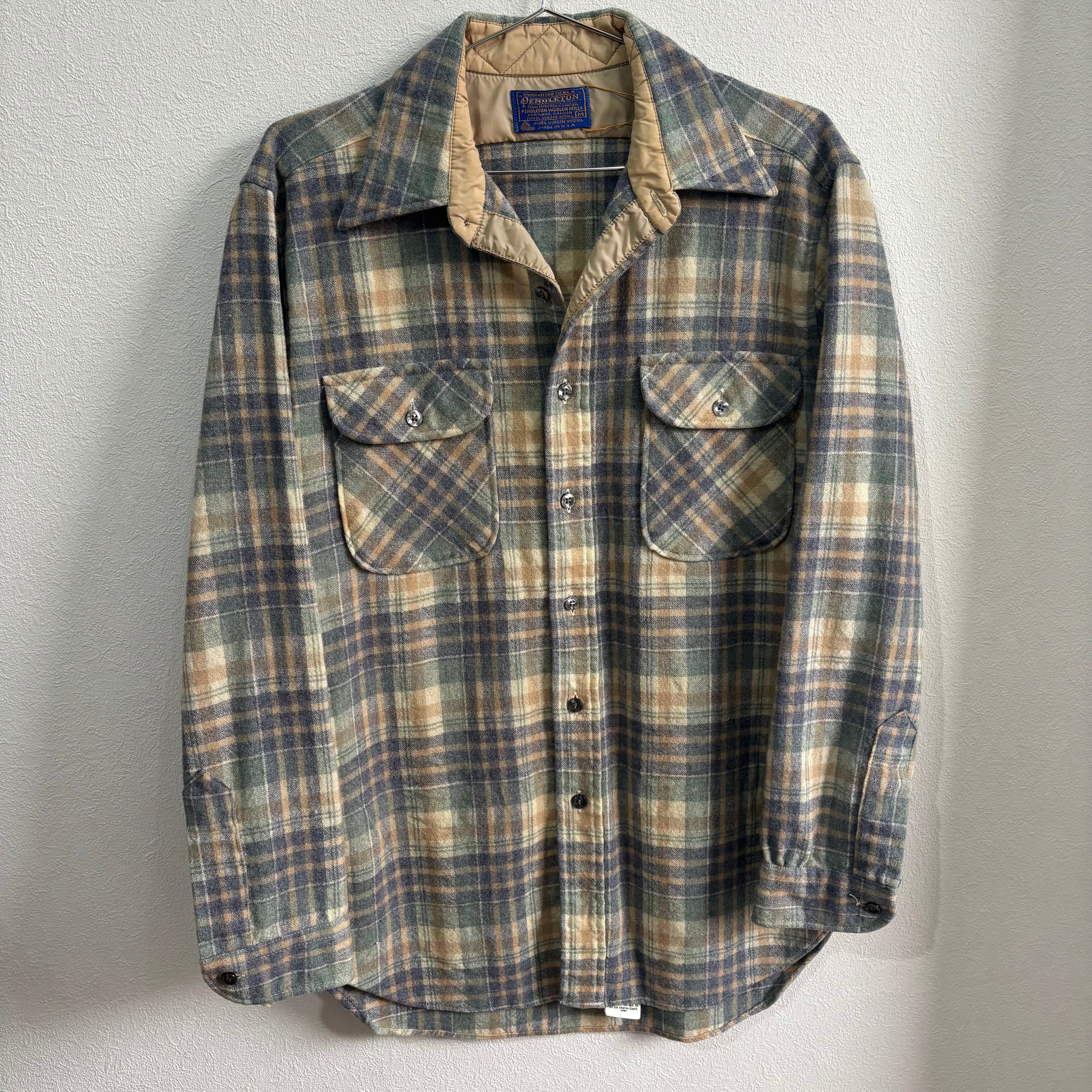 ブラウン ベージュ pendleton ウール ボードシャツ チェック USA製 ビンテージ オンブレ ビンテージ ペンドルトン ボードシャツ ブラウン×ベージュ メンズL ペン ブラウン×ベ
