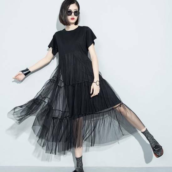 シースルー チュール ロング ワンピース パーティー リゾート リゾート ロングワンピース レディース Tシャツ チュール ロング