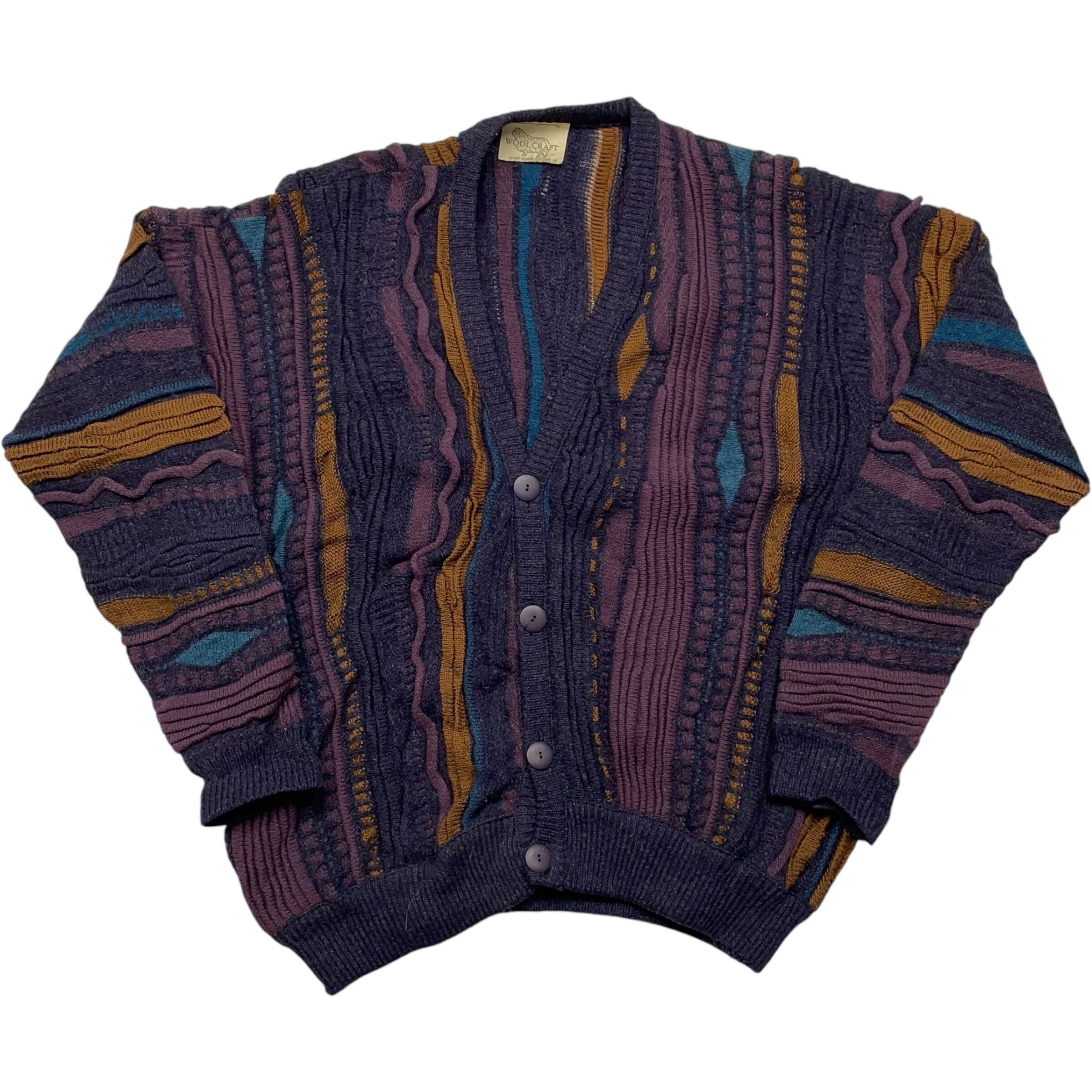 《XL》 WOOLCRAFT 3Dニット セーター カーディガン 総柄 no.4681