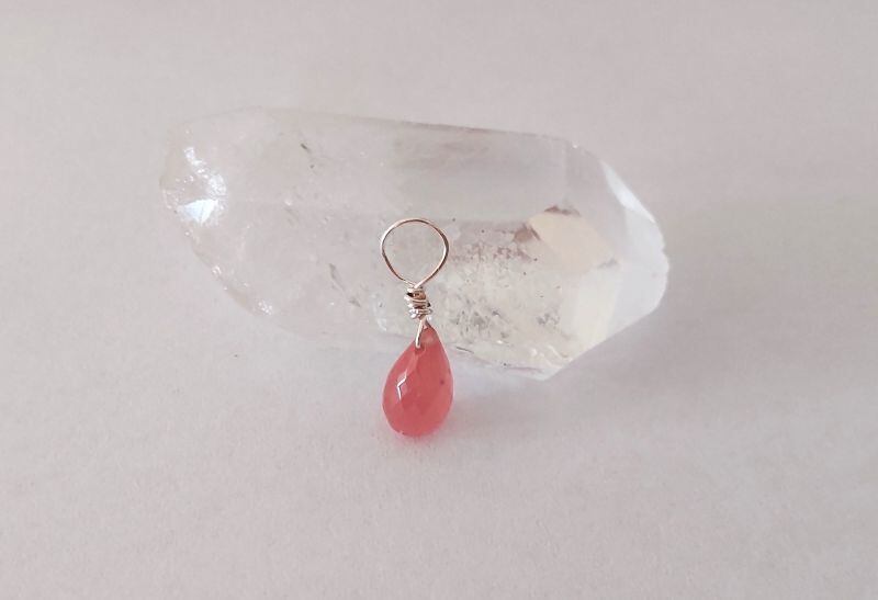 ∞インカローズ・ティアドロップ型ペンダントトップ