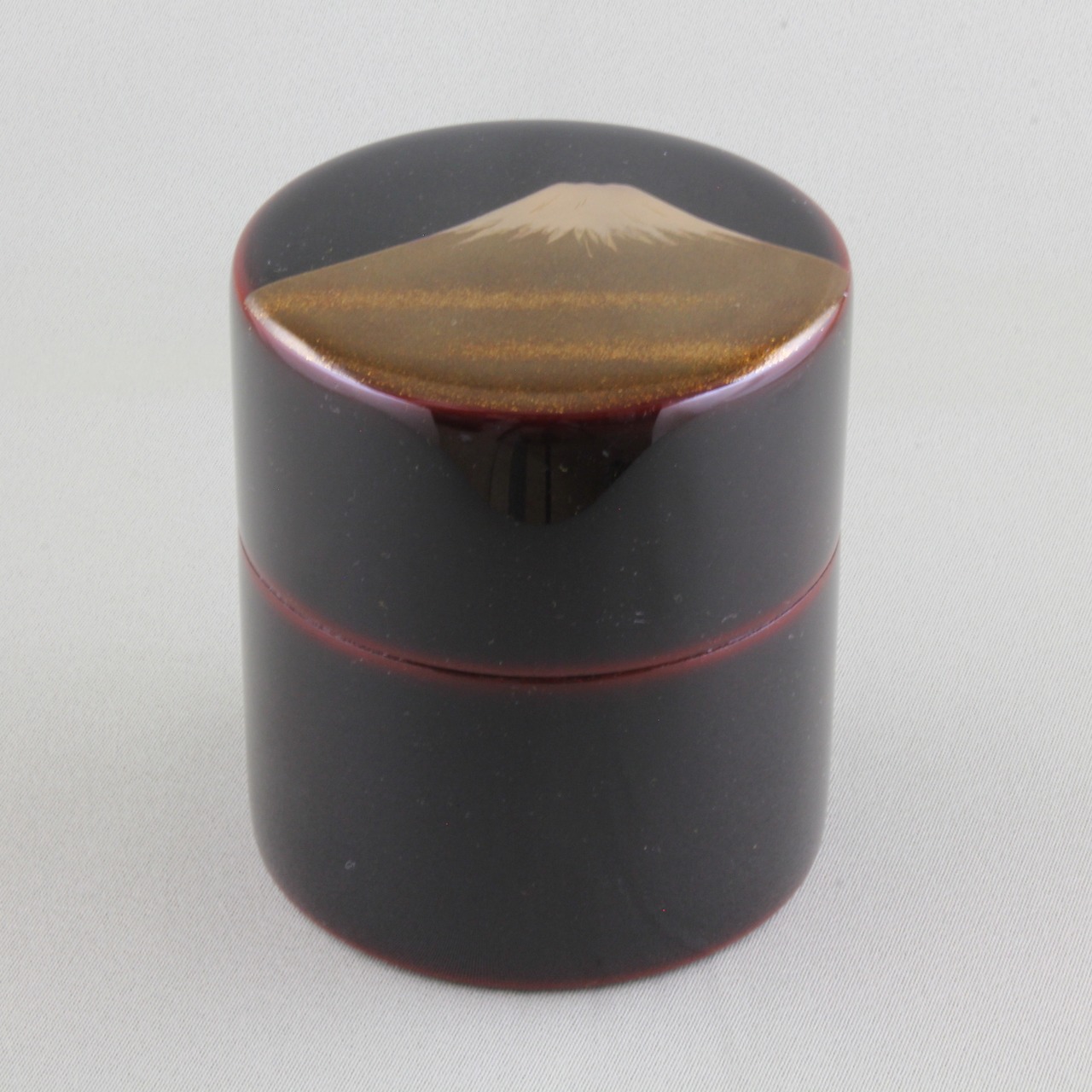 209 輪島塗 茶筒／溜塗／富士蒔絵
