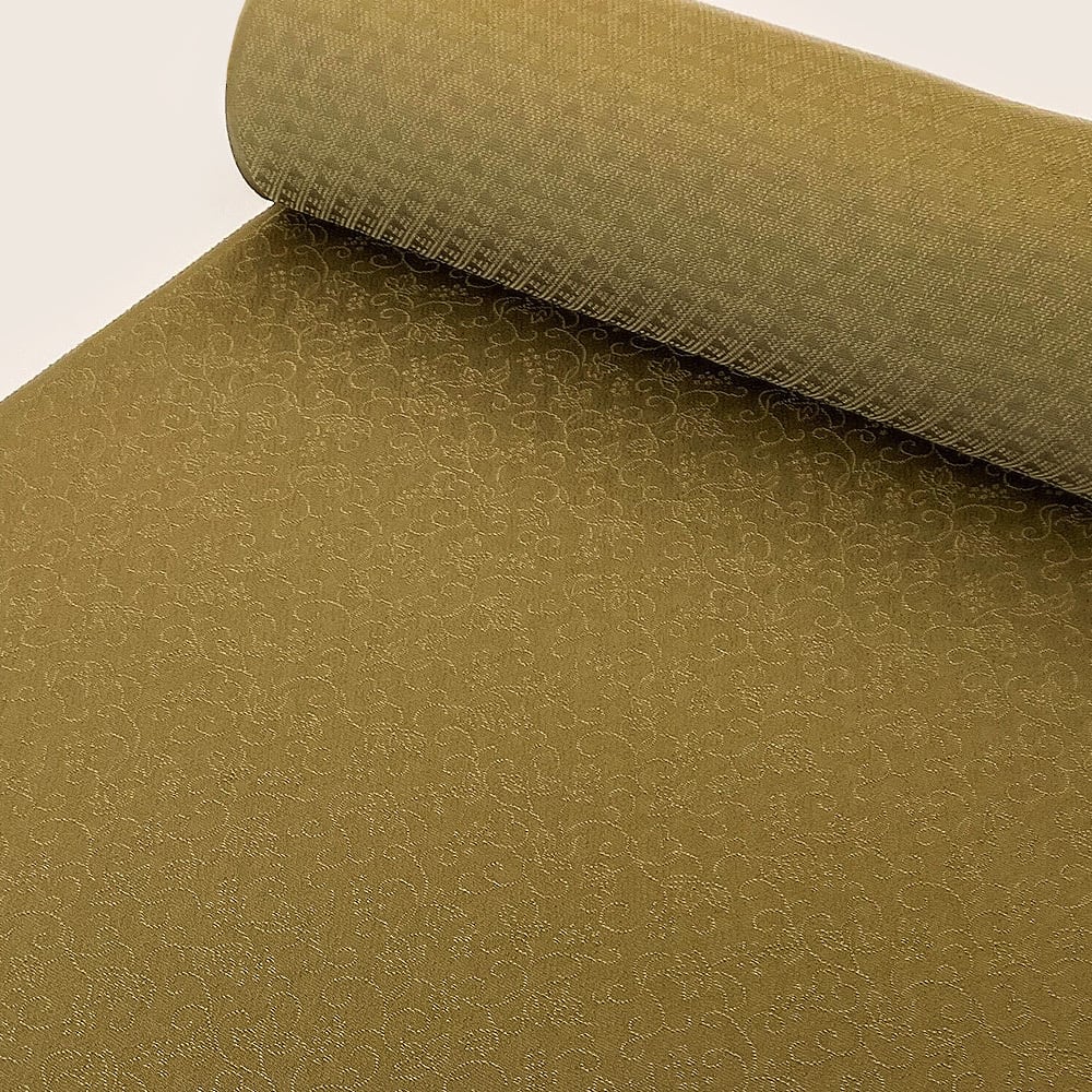 【1点限り】正絹反物(葡萄唐草/鶯色)