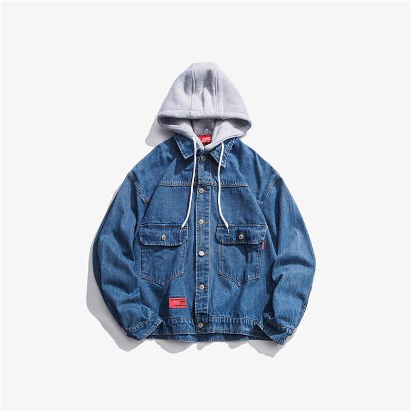 Yidaoヴィンテージ秋ニューイーズカジュアルカラーマッチングフード付きデニムジャケットメンズストリートルーズジャケットジャケット-アリババ オータム 秋物 ビンテージ hip6-161163991516569
