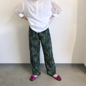 [ Odour ] Leaf Print PANTS / GREEN