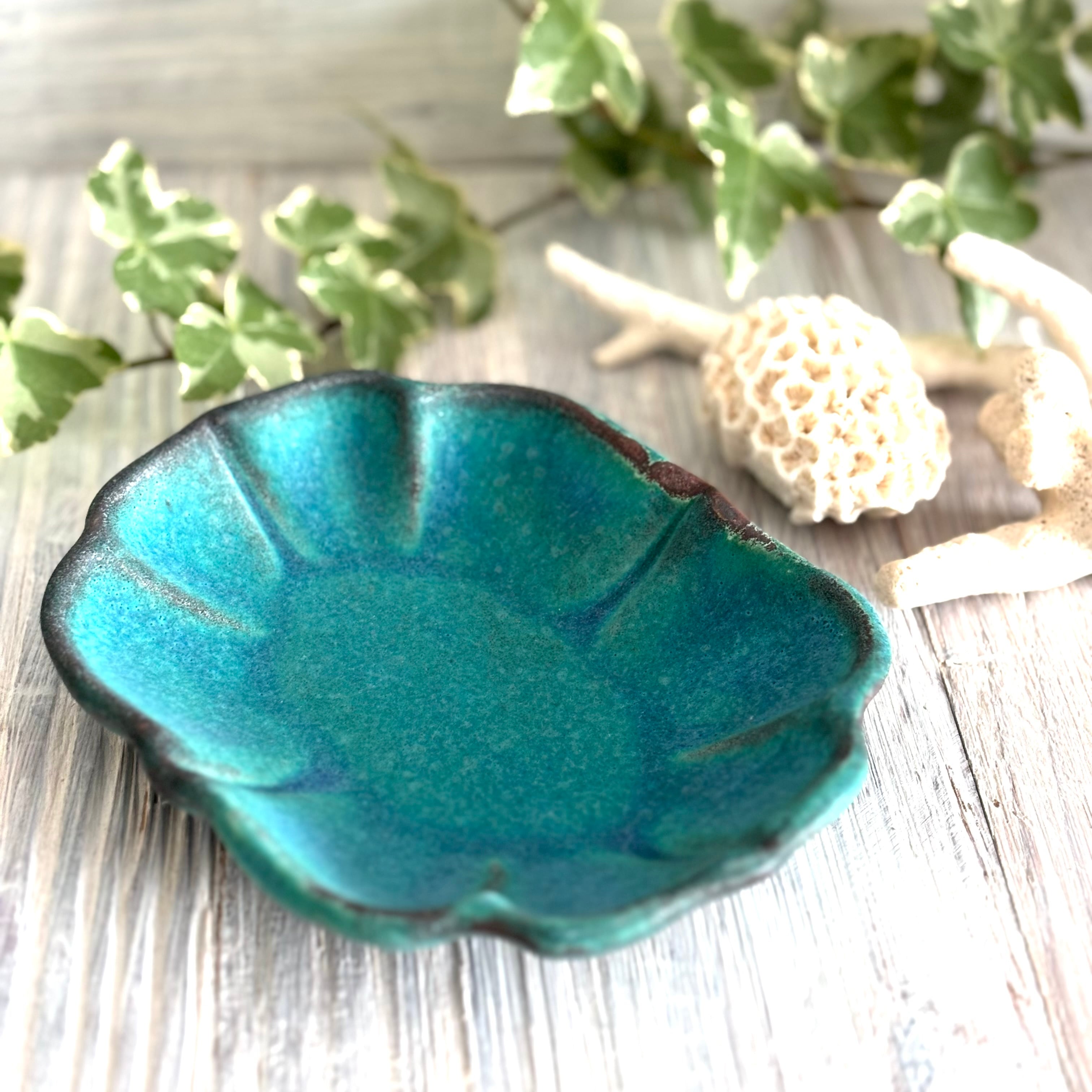 ターコイズブルー 小皿 豆皿 | Blue Pottery