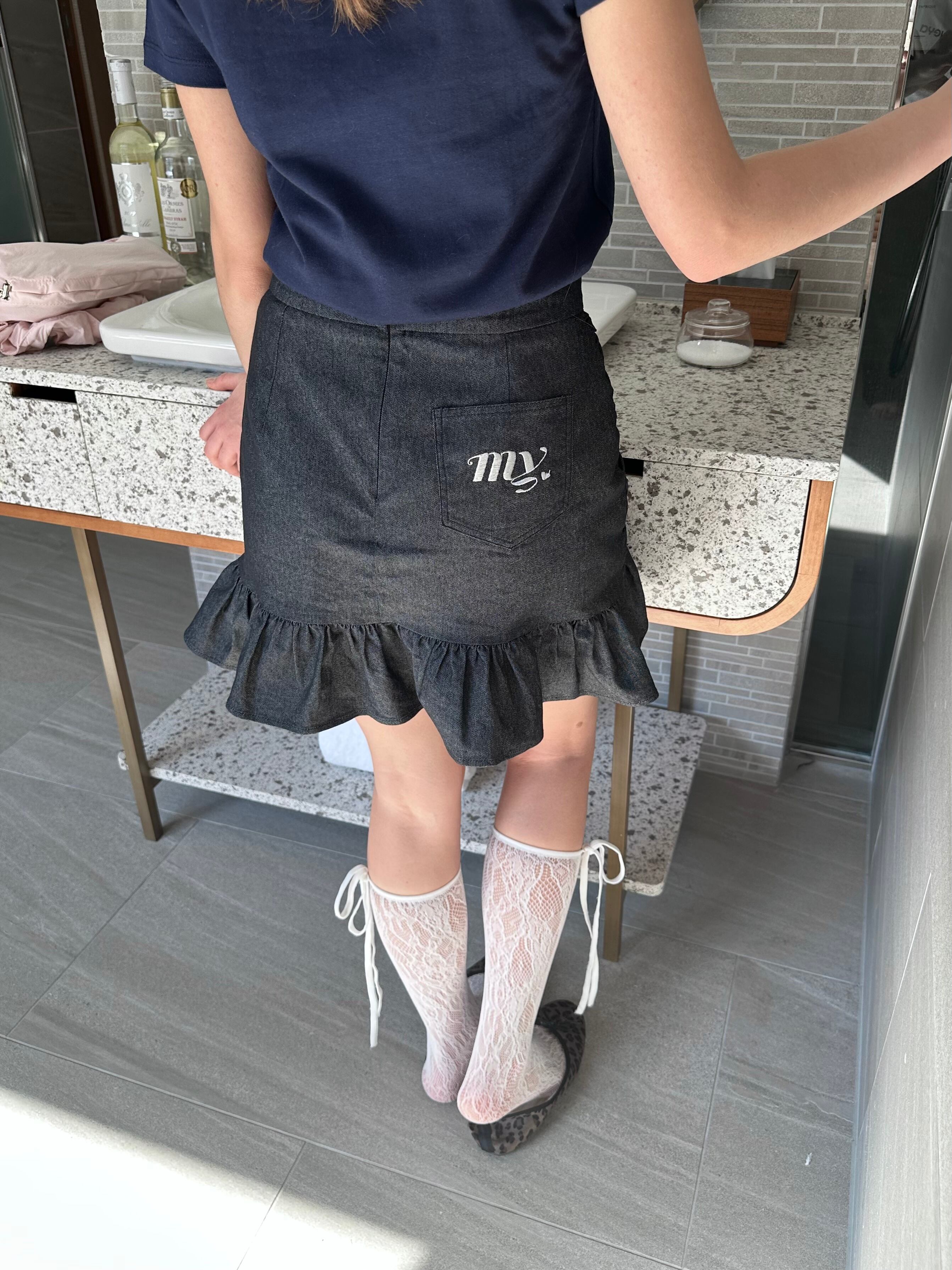 ポケットいっぱい mieya mieya ミニスカート ホイップスカート ピンク