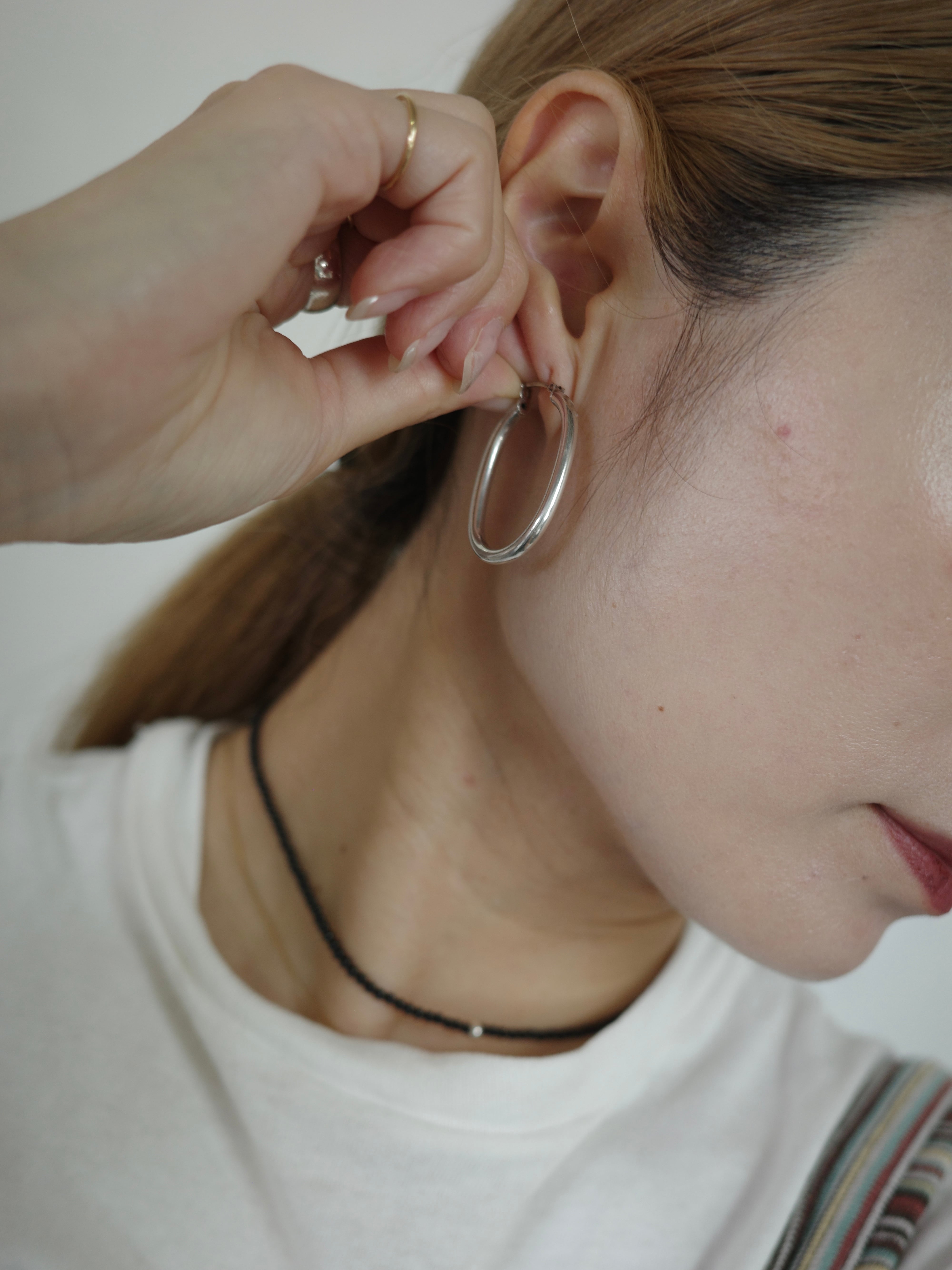 vintage＞square oval hoop pierce | CherLife