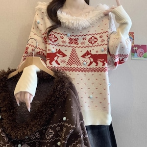 2色/ボアノルディック柄ニットプルオーバー ・73684 2色/ボアノルディック柄ニットプルオーバー ・73684