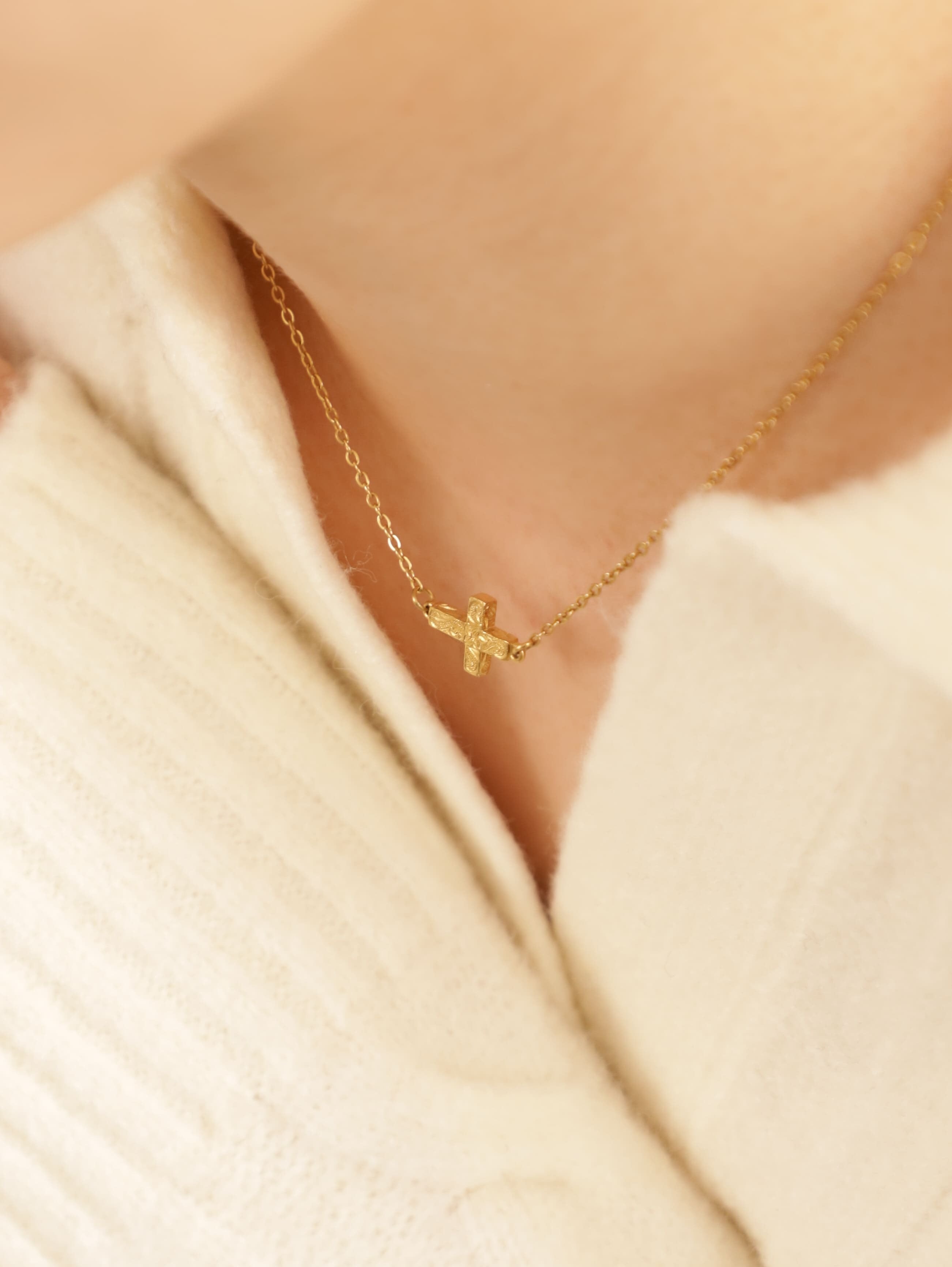 316L hawaiian tiny cross necklace #n06