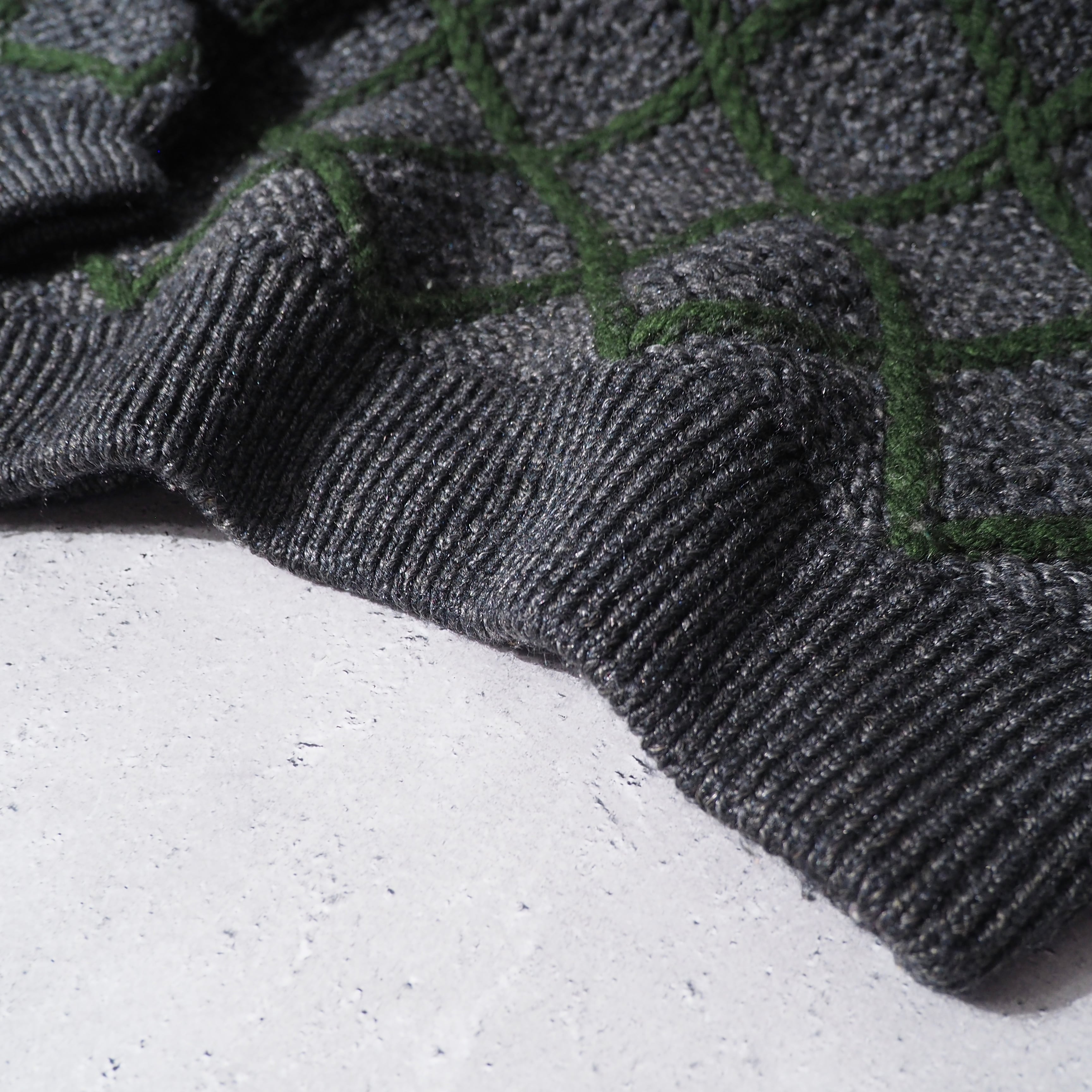 " Lawton " 3D net pattern vintage loose hand knit