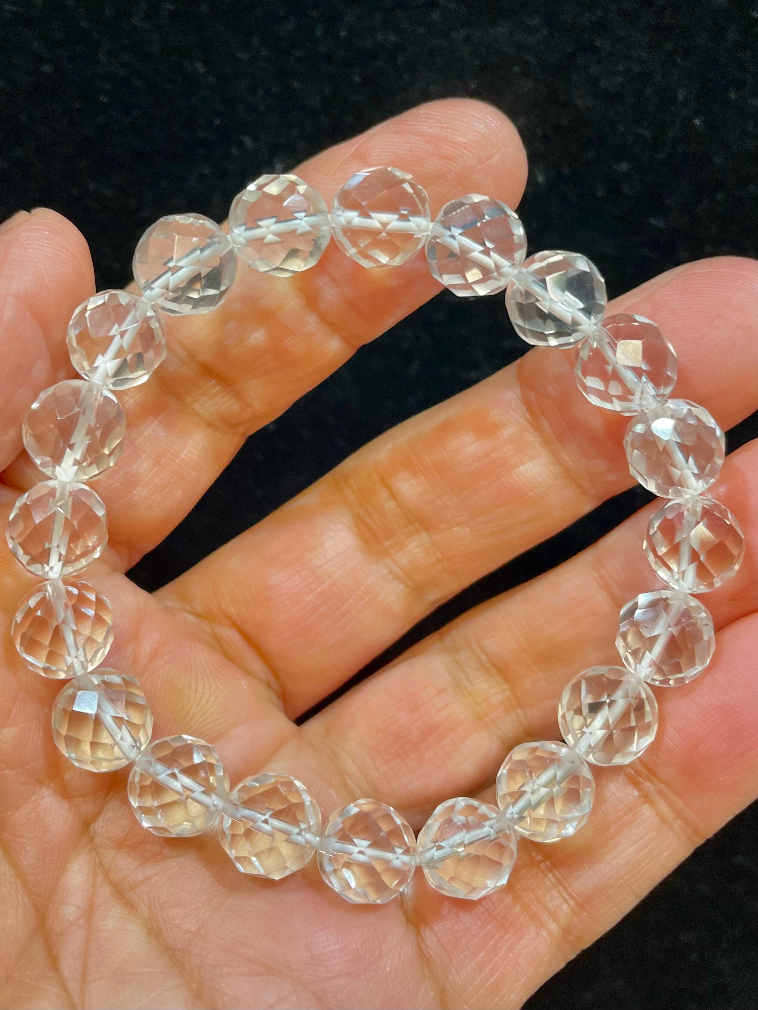 1) 「センティエント・プラズマ」クリスタル・多面ファセットビーズ・ブレスレット10mm