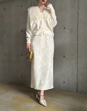 【即納】裏起毛ベロアIラインナロースカート【アイボリー】