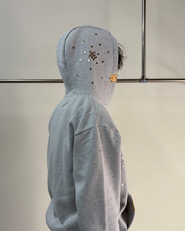 【Hannah Creak】Studded Hoodie Double Zip Grey