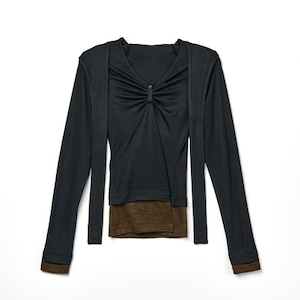 [2000ARCHIVES] LAYERED SHIRRING HOODIE (BLACK)