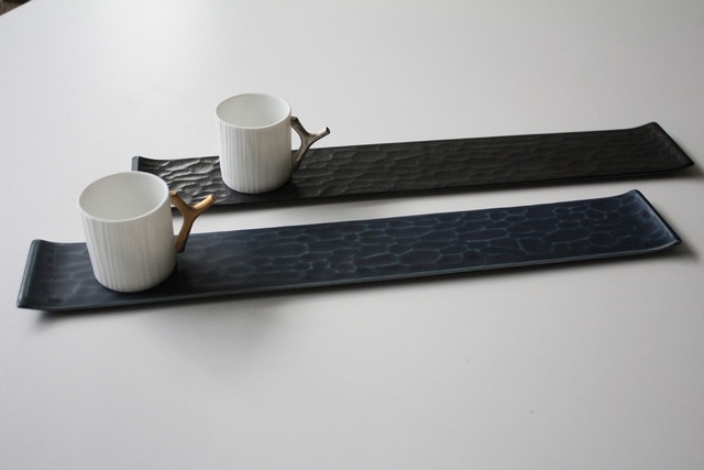 AS 有田焼　乱彫　藍マット　前菜皿