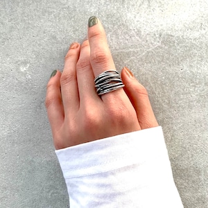 Multi-Line Wide Ring / Silver925(金属アレルギー対応)