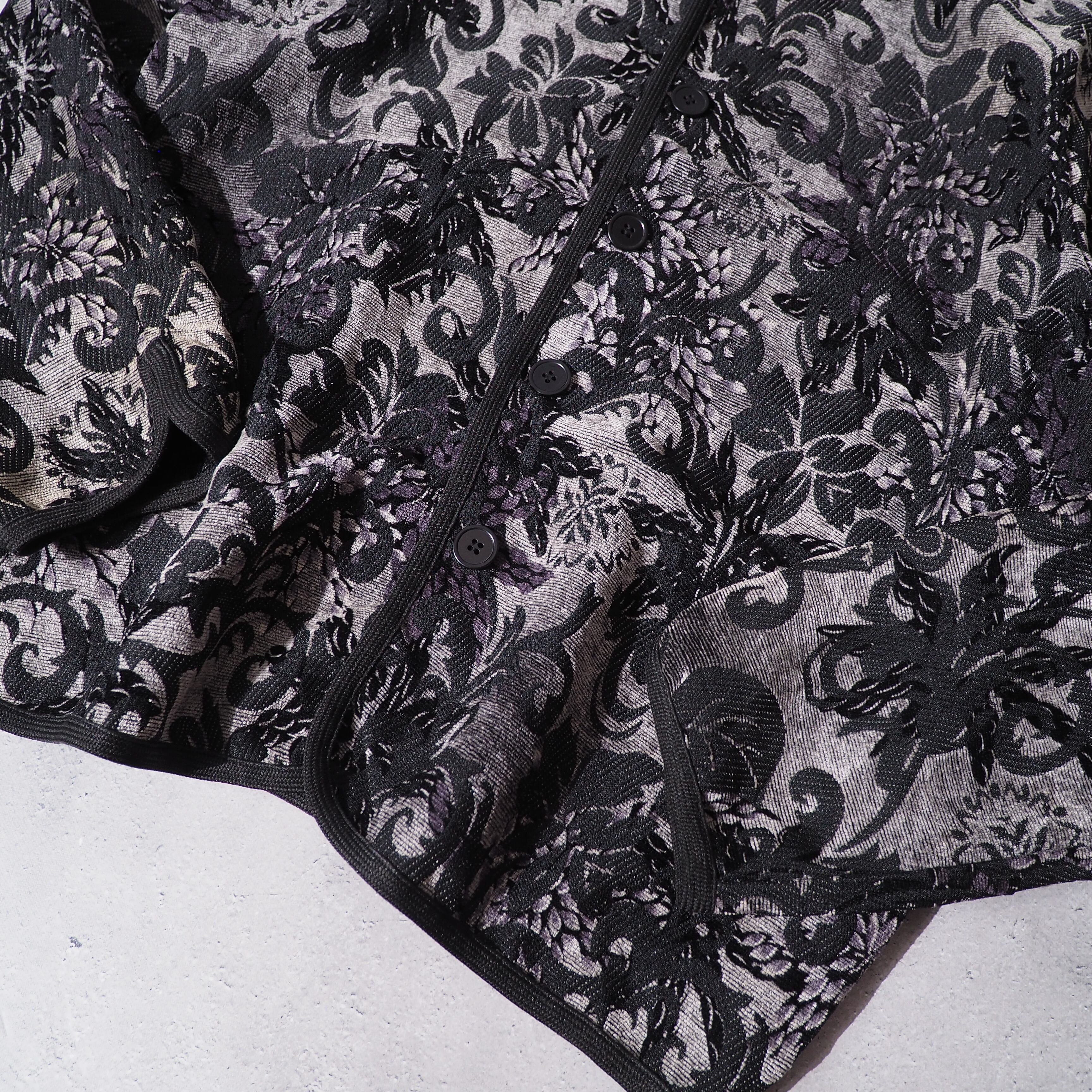 Dark tone flower embroidery two way reversible China jacket