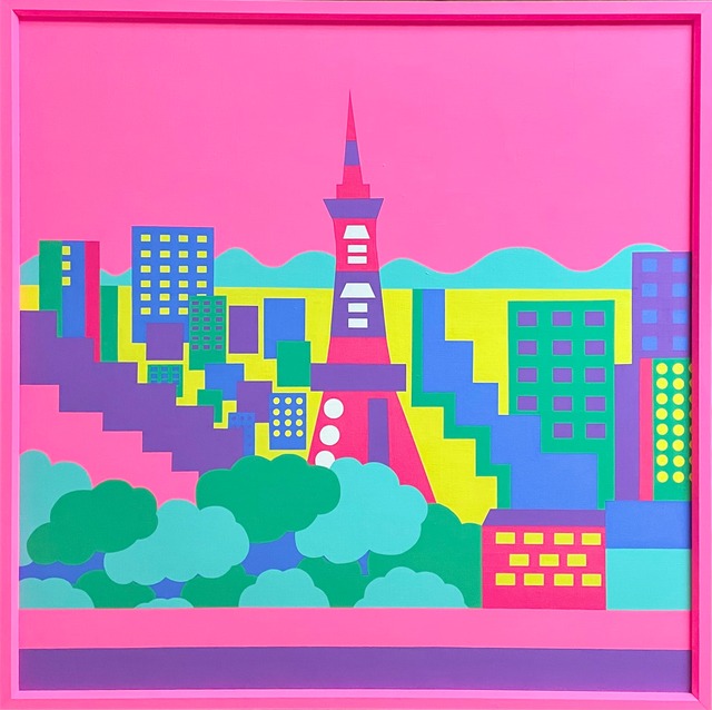 Yuka Izuhara 原画作品 【Tokyo Tower, this morning 】(S30号)  明石家さんま画廊 出展作品