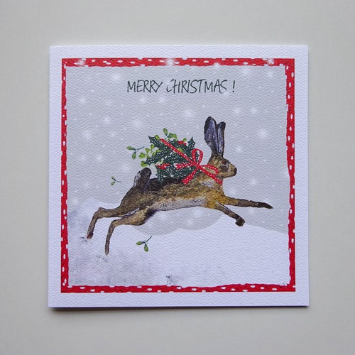 クリスマスカード tatty(イギリス) Snowberry Wreath ポテトプリントデザイン LG1831