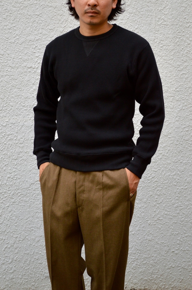 Healthknit Super Heavy Waffle Crew Sweat type UNION TIKET Model  ヘルスニット ヘヴィーサーマル vintage復刻 ユニオンチケット Black