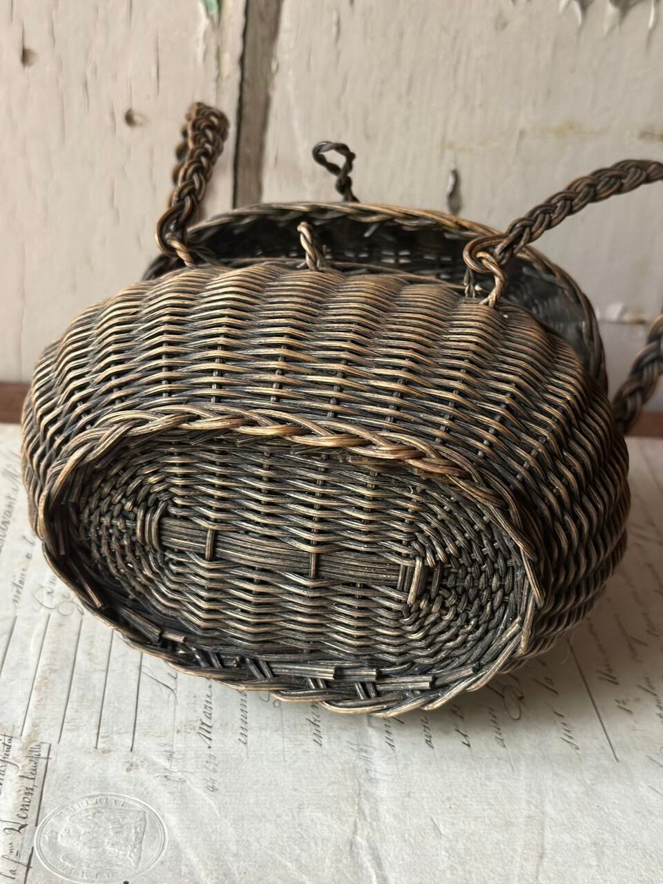 ドールパニエ 小さなバスケット 黒×茶 | Brocante de La Cocotte