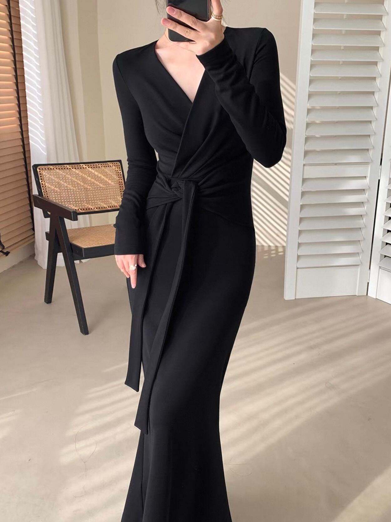 french waist slim fishtail dress.3220