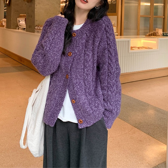 cable knit cardigan　J00230