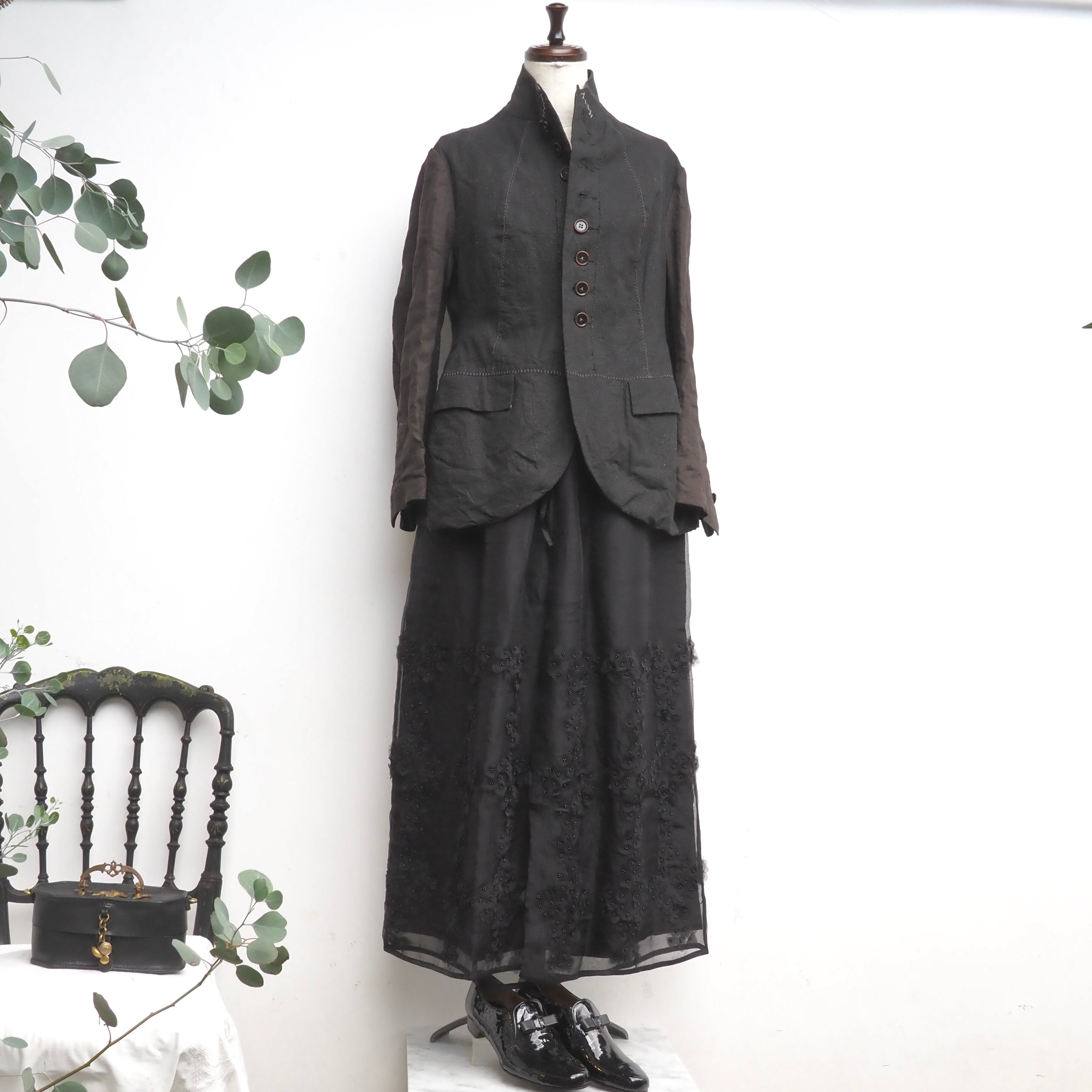 BUNON/Flower Layered Silk pants/シルクパンツ