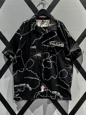 【X VINTAGE】"ECKO COMPLEX" Chain Pattern Open Collar Loose S/S Shirt