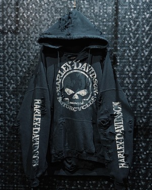【ÆIEM】original “boro” remake Harley-Davidson skull hoodie