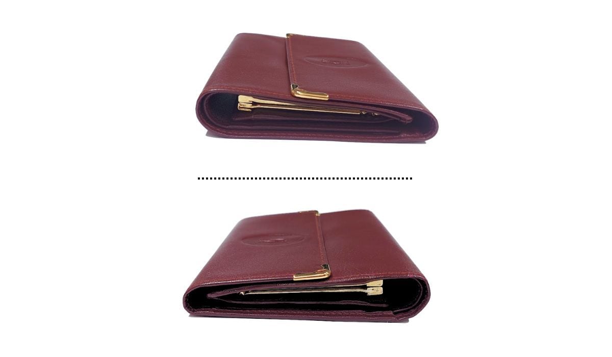 ヴィンテージ Cartier カルティエ マストライン 三つ折り財布 がま口