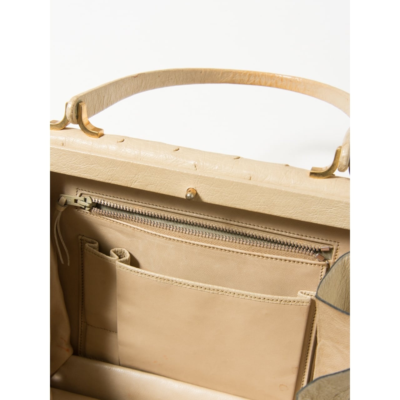 【MADE IN FRANCE】Avril Morio Ostrich leather handbag（フランス製 アヴリルモリオ オーストリッチ ハンドバッグ ）11d