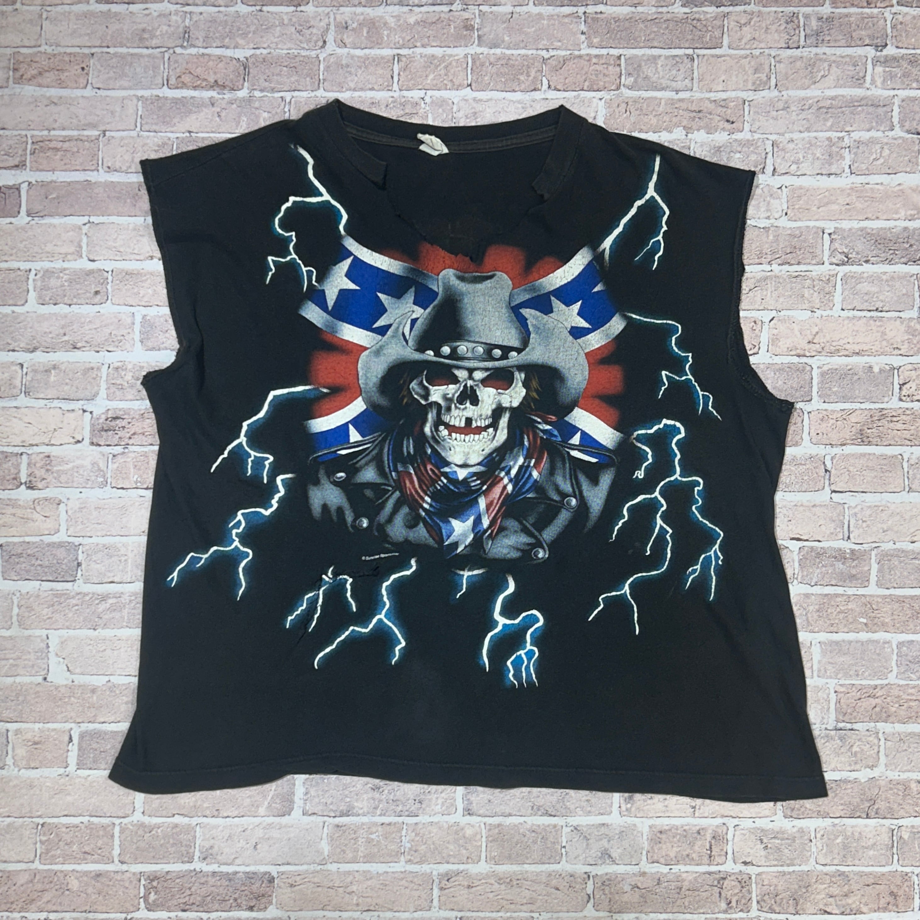 1990S AMERICAN THUNDER NO-SLEEVE SKULL T-SHIRT | safarionline