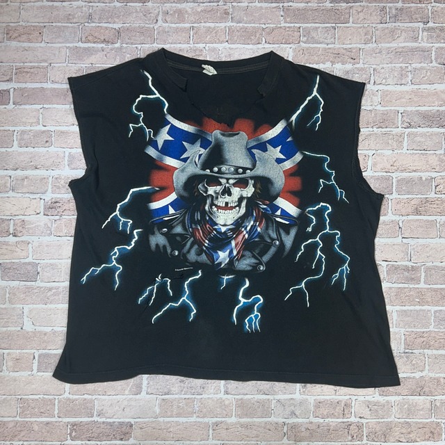 1990S AMERICAN THUNDER NO-SLEEVE SKULL T-SHIRT