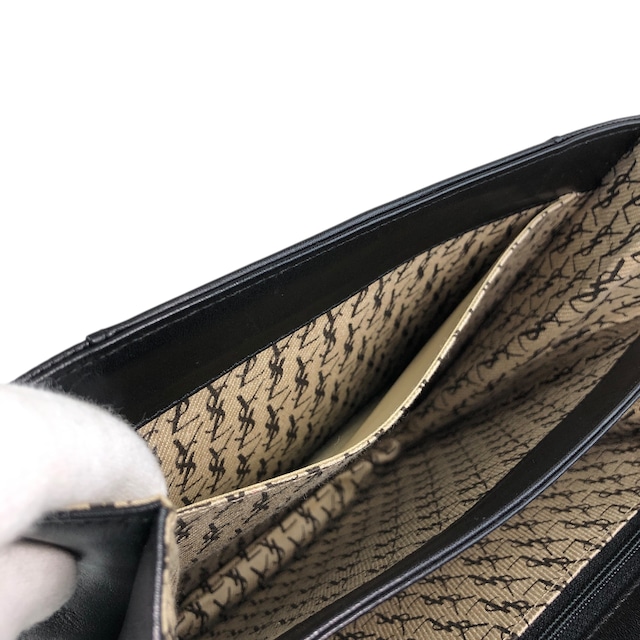 Yves Saint Laurent イヴ・サンローラン ショルダーバッグ ブラック YSL レザー vintage ヴィンテージ オールド 4x4vtu